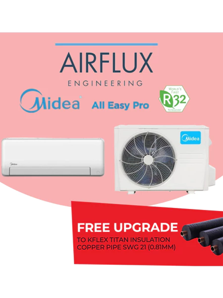 AIRCON - MIDEA SYSTEM 1 ALL EASY PRO - NEW R32(INCLUDED FREE UPGRADED MATERIALS)
