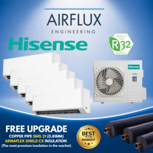 HISENSE HI-MAX SYSTEM 5 AIRCON | R32 INVERTER | FREE UPGRADED PREMIUM MATERIAL